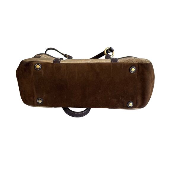 Vintage Coach Patchwork Signature Jacquard & Suede Gold/Tan Tote F06Q‑10383 - Picture 5 of 11